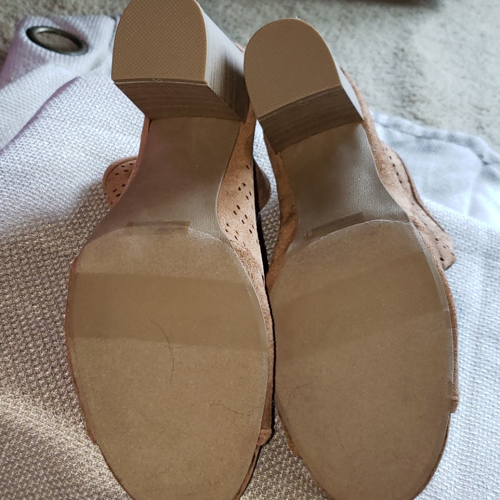 New York & Company Brown Peep Toe Booties with Block Heel - Picture 5 of 6
